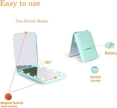 فونيتو مراة صغيرة الحجم، مراة مكبرة مع ضوء، مراة قابلة للطي بمفتاح مغناطيسي مزدوج الجانبين، مراة مكياج صغيرة للسفر، مراة جيب لحقيبة اليد، محفظة، هدايا للبنات