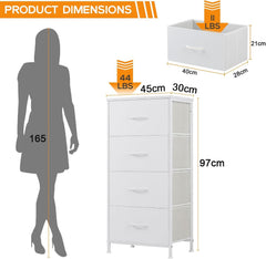 Chulovs Dresser with 4 Drawers, Storage Tower, Organizer Unit, Fabric Dresser for Bedroom, Hallway, Nesting Tables, Entryway, Closets, Sturdy Steel Frame, Wood Top, Easy Pull Handle