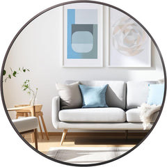 50cm Black Round Mirror :