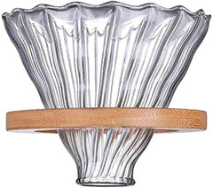 Golden Tamper Wooden Base Funnel Filtering Distilled Coffee Glass