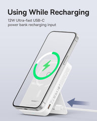 باسيوس باور بانك مغناطيسي، شاحن لاسلكي محمول 5000mAh لحزمة بطارية ماج سيف، شحن سريع 20 واط USB-C لايفون 15/برو/برو ماكس/بلس، سلسلة ايفون 14/13/12