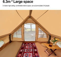 Inflatable Camping Tents with Pump, Large Family Tent, Easy Setup 4 Season Waterproof Outdoor Blow Up Glamping Tent with Mesh Windows, 4 Person Tents for Camping,Outdoor