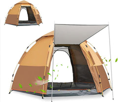 Camping Tent Large Pop Up Dome Tent 5-8 People, Easy Setup Hexagonal Instant Family Tent with 2 Doors Mesh UV Protection Outdoor Portable Windproof Automatic Tent for Beach Travel Picnic 283*283*168cm