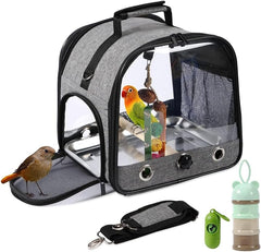 (6-pieces) Bird Carrier Bag Set,Foldable Bird Travel,Parrot Carrier with Stand, Parrot Transparent Breathable Travel Bag, Lightweight Birdcage with Food Tray and Water Bottle