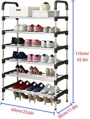 Shoe Racks,Free Standing Shoe Storage 6 Tier Shoe Rack Shelf Storage Organizer Stand Holder Keep Room Neat Door Space Saving (Black, 6-Tier)