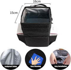 tbp Car Trash Can with Lid, Car Trash Bag Automotive Garbage Can, Vehicle Trash Bin Container for Car with Storage Pockets