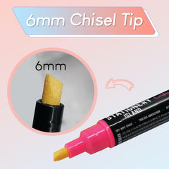 Stationery Island Chalk Pens D60 Pack Of 8 Neon Colours – 6mm Chisel Nibs. Dry Wipe Erase Liquid Chalk Markers. For Glass (Windows & Mirrors), Whiteboards, Signs And Non-Porous Blackboards