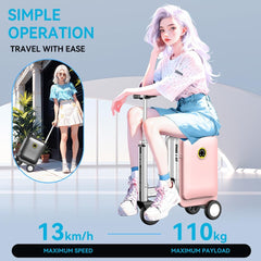 Airwheel SE3S Smart Riding Luggage Electric Suitcase Scooter with Removable Battery (pink)