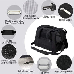 Cat Carrier,Premium Pet Carrier Soft Sided with Fleece Pad for Cat and Small Dogs