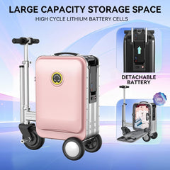 Airwheel SE3S Smart Riding Luggage Electric Suitcase Scooter with Removable Battery (pink)