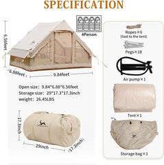 JOMAILIEEL InflatableTent 4-6 Person Waterproof Family Tent,Easy to Set Up Inflatable Tent with Storage Bag,Air Pump Camping Tent for Outdoor, Camping, Hiking