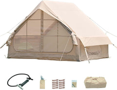 Inflatable 4 Person Waterproof House Family Tent Easy to Set Up Glamping Tent with Storage Bag and Air Pump Camping Tent