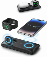 فيجير شاحن لاسلكي مغناطيسي، باور بانك 10000mAh، شاحن محمول لاسلكي سريع الشحن 22.5 واط، شاحن ماج سيف لايفون 14/13، ايربودز، ابل ووتش الترا 8/7/6/5/4/3