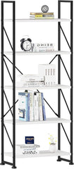 5 Tiers Bookshelf, Classically Modern White Bookshelf