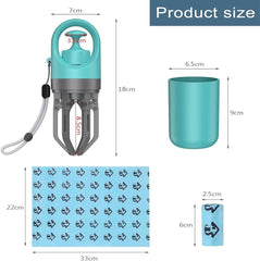 Portable Dog Poop Scooper, Sanitary Dog Waste Picker Upper with Bag Dispenser, 6 Claws Convenient And Lightweight, Can Be Installed On The Dog Rope for Dog Walking and Travel Use