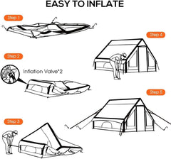Inflatable Camping Tent for Family 3-8 Person, Waterproof Windproof Instant Setup (5 Min) - Heavy-Duty 300D Oxford Fabric with PU5000mm, TPU Air Columns for Desert/Beach Camping