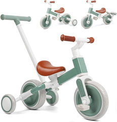 Tricycles for 1-3 Year Olds, 5 in 1 Toddler Balance Bike with Removable Pedal, Push Trike Toys with Adjustable Pushrod for 2 3 4 5 Year Old Boys & Girls, Birthday Gifts for Kids