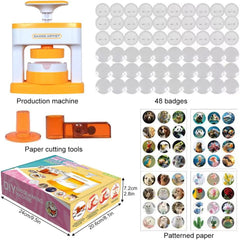 مجموعة صنع شارات للاطفال من لوتفيك، ماكينة صنع شارات 55 ملم مع 48 قطعة من اجزاء الازرار، ملصقات لطيفة، قاطع دائري، الة صنع ازرار للاطفال، صانع شارات ممتع يمكنك صنعه بنفسك لهدايا حفلات الاطفال