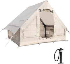 Inflatable Tent Air Tent Camping Tent 4 People with Pump Large Outdoor Oxford Tent Cabin Tent with Double Layer Mesh Windows and Convective Double Doors (M: 330 x 220 x 210 cm)