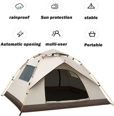 Arabest 3-4 Person Camping Tent, Waterproof Family Tent for Camping, Instant Easy Up Double Layer Anti-UV 2 Windows 2 Doors-Instant Family Tents for Camping Hiking & Traveling