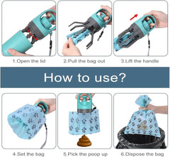 Portable Dog Poop Scooper, Sanitary Dog Waste Picker Upper with Bag Dispenser, 6 Claws Convenient And Lightweight, Can Be Installed On The Dog Rope for Dog Walking and Travel Use