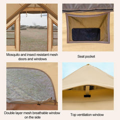 Inflatable Camping Tents with Pump, Large Family Tent, Easy Setup 4 Season Waterproof Outdoor Blow Up Glamping Tent with Mesh Windows, 4 Person Tents for Camping,Outdoor