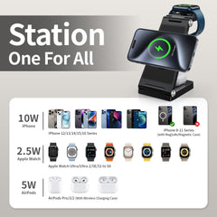 2025 Magnetic Wireless Mag-Safe Charging Station, 3 in 1 Fast Max Charging for iPhone 16 15 14 13 12 Pro Max Plus, Charger Stand for Apple Watch Series & Air pods 4 3 2 Pro, Gifts for Men