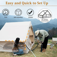 Inflatable Camping Tent for Family 3-8 Person, Waterproof Windproof Instant Setup (5 Min) - Heavy-Duty 300D Oxford Fabric with PU5000mm, TPU Air Columns for Desert/Beach Camping