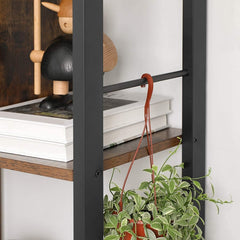 Bookshelf, Living Room Bookcase, Large 4-Tier Storage Shelf, for Office Study, Industrial Style, Easy Assembly, Steel Frame, Wooden Shelving Display Storage Unit Office Living Room Furniture (brown)