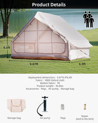 GOTENTIFY Inflatable Tent for Camping with Hand Pump,Luxurious 2-4 Person Glamping Tent,Easy Set Up Outdoor Oxford Tent,Durable Blow Up Tent for Air Tent Camping