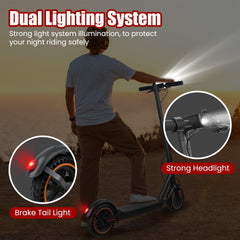 Electric Scooter for Adults, 500W Motor, Max 17-20 Mph Speed, 19 Miles Long Range, 8.5 Inch Solid Tires, Portable Folding E-Scooter for Commuting with Dual Brakes, APP Control & Front & Rear Lights