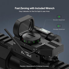 Feyachi Reflex Sight - 4 Reticle Red & Green Dot Sight Optics with Integrated Red/Green Laser Sight Less Than 5mW Output
