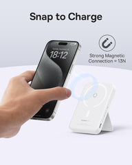 باسيوس باور بانك مغناطيسي، شاحن لاسلكي محمول 5000mAh لحزمة بطارية ماج سيف، شحن سريع 20 واط USB-C لايفون 15/برو/برو ماكس/بلس، سلسلة ايفون 14/13/12