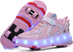 Mylindde Kids Roller Skates Shoes, 4 Wheels Roller Shoes, Roller Skates Sneaker, Sneakers with Wheels Become Sport, for Children Gift