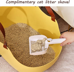 2 in 1 Portable Cat Litter Box, Large Cat Travel Carrier with Litter Box,Cat Toilet for Medium Cats & Kitties to Road Trip, Camping, Hiking, or Hotel (Yellow)