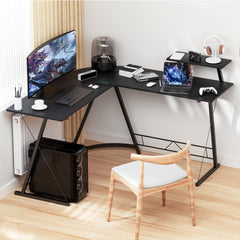 Bentifar L-Shaped Desk Computer Corner Table, 51" Home Gaming Desk, (Black, (51"+51") L x 18.2"W x 29.5"H)