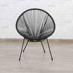 Black PE Rattan Balcony Table & Chair Set 90 × 72 × 39 cm