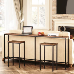 Skinny Console Table, Narrow Sofa Table, Long Behind Couch Table, Slim Entryway Table for Hallway, Living Room, Rustic Brown, Industrial Side Table, Easy to Assemble (180cm)