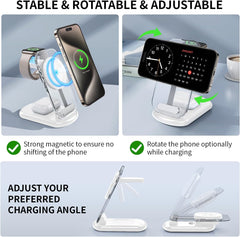 Magnetic Wireless Mag-Safe Charger Stand,3 in 1 Charger