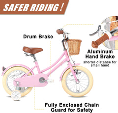 جليرك دراجة كروزر رترو للاطفال من ليتل مولي مقاس 12-20 انش لعمر 2-13 سنة مع سلة من الخوص وعجلات تدريب ومسند بالوان متعددة
