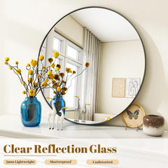50cm Black Round Mirror :