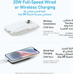 بطارية مغناطيسية من Anker Magnetic Power Bank 10K، تحتوي شاحن محمول لاسلكي، بطارية شحن سريع للغاية 20 واط مع USB-C متوافق مع Magsafe، iPhone 15/15 Plus/15 Pro/15 Pro Max، iPhone 14/13/12 Series