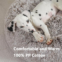 Calming Dog and Cat Bed,Indoor High Cushion Dog Bed, Round Fluffy Pet Bed, Cozy Plush Cuddly Dog Bed, Cute Cartoon Soft Bed, Size for Puppies and Cats(Grey, M(56 * 56 * 15cm))