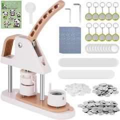 باوشيشان ماكينة صنع الشارات 32 ملم/1.26 انش، الة صنع الازرار المستديرة، مجموعة صنع شارة الدبوس (اجزاء ازرار × 200، مغناطيس الثلاجة ×10، ازرار سلسلة مفاتيح، 10 ازرار، غشاء هولوجرافي ايه 4 × 10)