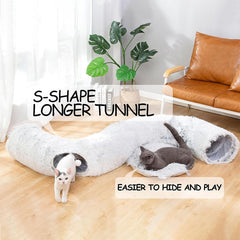Cat Tunnel Bed,Plush Circle Tunnel with Hanging Balls and Peepholes,Cat Bed Tunnel with Washable Cushion,Multifunctional Toys for Kitten,Cat,Puppy,Rabbit,Ferret