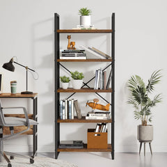5 Tiers Bookshelf, Classically Modern White Bookshelf