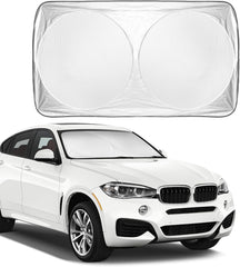 EcoNour Car Windshield Sun Shade with Storage Pouch | Durable 240T Material Car Sun Visor for UV Rays and Sun Heat Protection | Car Interior Accessories for Sun Heat | Classic (59 inches x 29 inches)