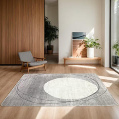 Tinyboy-hbq Area Rug Short Pile Living room Carpet Modern Geometric Design Rugs Circular Pattern Rug Non-slip Decorative Rugs for Bedroom (160 x 200 cm, Light blue/beige)