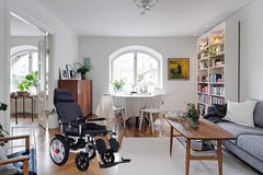 Lightweight Foldable Power Electric Wheelchair with Headrest, Reclinable Backrest and Dual Motors for Disabled & Elderly Mobility