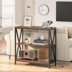 Adjustable 3-Tier Console Table, 100x35cm, Charging Port, Ideal